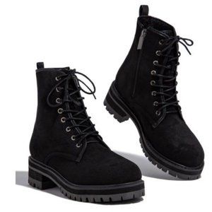 !! NEW !! Black Suede Lace Up Lug Sole Boots